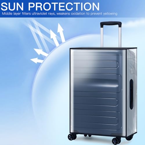 3 Pieces Thicken Clear Luggage Cover Protector with Tag Pocket, 20\" 24\" 28\" PVC Luggage Covers for Suitcase Waterproof Dustproof Anti-scratch Travel Suitcase Covers Case for Wheeled Luggage