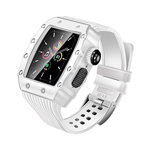 Coque Apple Watch 45mm 44mm SAAWEE en silicone et acier inoxydable pour Series 9 8 7 SE