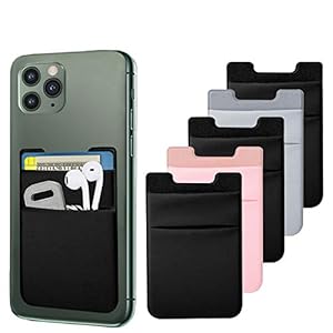 SHANSHUI Card Holder for Back of Phone, Double Cloth Slim Stretchy Phone Pocket Pouch Stick on ID Credit Card Wallet…