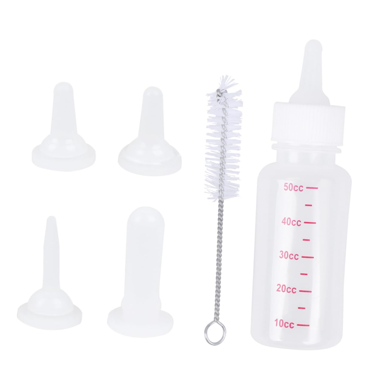 Toddmomy Pet Bottle Set 50ml Dog Cat Feeding Bottle Kit 3 Sizes Nipple Silicone/pp for Kitten Puppy Nursing Portable Easy to Use