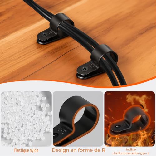 Seconero 245 Pièces R Nylon Câble Plastique Clip de Montage avec Vis – vue 3
