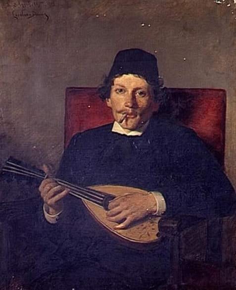 Affiche impression d'art Poète à la mandoline Carolus-duran sur toile premium