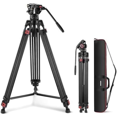 NEEWER 74 Inch Pro Video Tripod with Fluid Head Cover