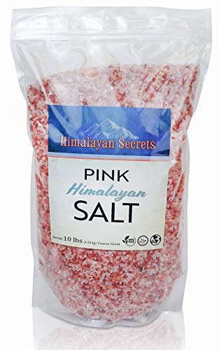 Himalayan Secrets Pink Rock Salt - 10LB - Coarse, Fine, Powder Grain Bulk Size - 100% Natural & Unrefined (Coarse (2-3mm))