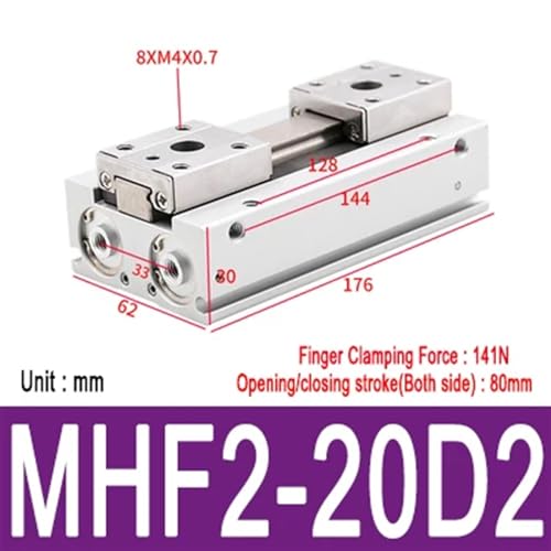 Force de préhension parallèle stable avec le vérin pneumatique MHF2