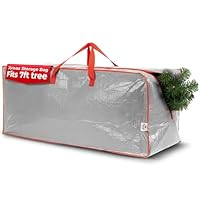 Christmas Village 7ft Christmas Tree Storage Bag - Heavy Duty Christmas Tree Bag with Full Length Double Stitched Zip and Carry Handles (Grey, 7ft Xmas Tree Storage Bag)