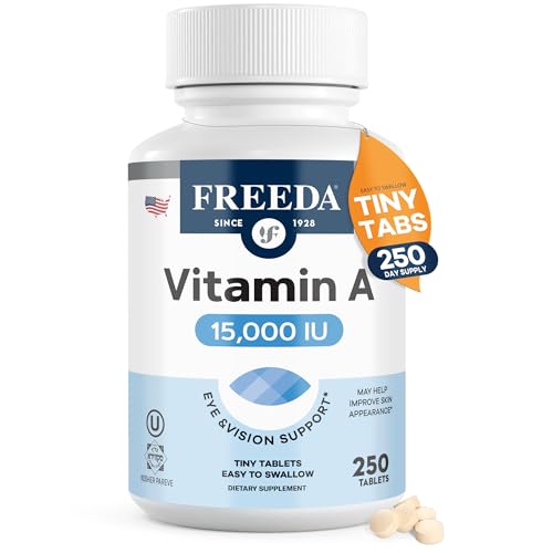 Freeda Vitamin A 15,000 IU &ndash; Retinyl Palmitate &ndash; Vegan, Kosher, No Fish &ndash; Eye, Vision, Immune...