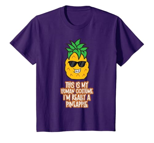 This is My Human Costume I'm Really A Pineapple T-Shirt, Youth, Purple, Small
