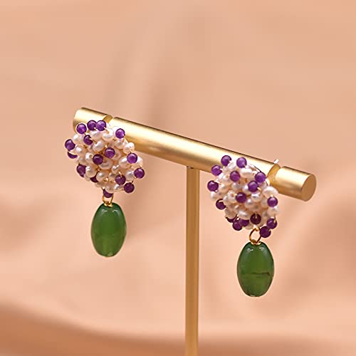 SALAN Orecchini di Perle Naturali per Le Donne Orecchini A Bottone A Forma di Fiore in Argento Sterling 925 Raffinati Gioielli da Donna