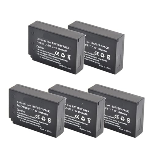 Paquete De 5 Baterías Recargables LP-E17 LPE17 LP E17 (1040mAh), Compatibles con Canon, For M3 M5 750D 760D T6i T6s 800D 8000D Kiss X8i