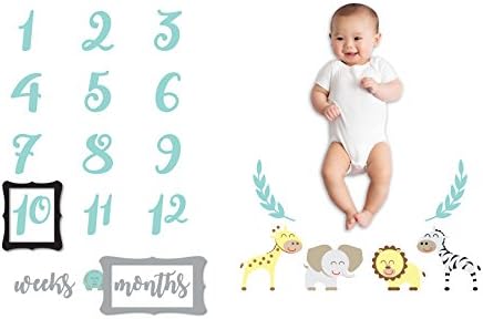 Premium Baby Milestone Monthly Blanket - Neutral Unisex Newborn Colors Super Soft Large 60"x40" Won't Wrinkle Fade Perfect Gift Baby Boy Girl Shower Gender Reveal Nursery New Mom Photo Prop Backdrop