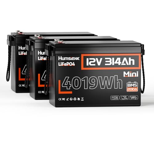 Image of HumsiENK 3 Pack 12V 314Ah (300Ah) LiFePO4 Lithium Trolling Motor Battery