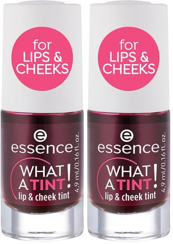 Image of Essence WHAT A TINT! lip & cheek tint 01 Kiss from a rose, multi-use stain, rose tone, long-lasting stain, natural finish, 4.9 ml (Pack of 2)