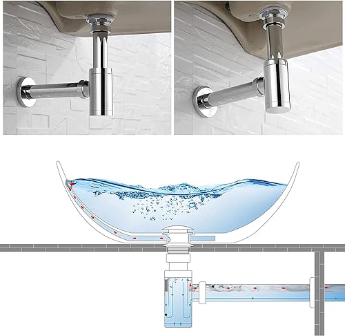 Image of SPAZIO Stainless Steel Bottle Trap Set With Height Adjustable Waste Outlet Pipe For Bathroom, Wash Basin, Kitchen Sink, Chrome Finish