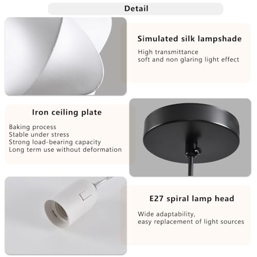 Lámpara de seda blanca decorativa para comedor y dormitorio moderno 6