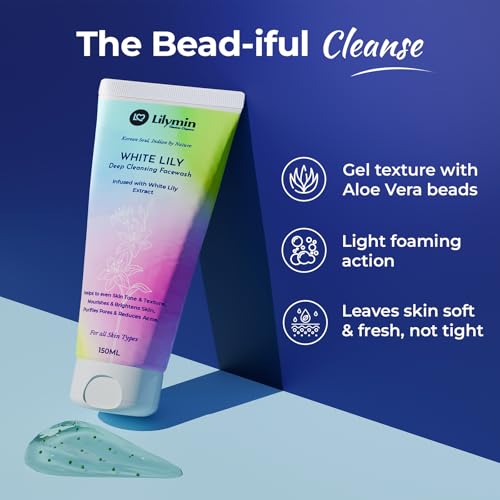Image of White Lily Deep Cleansing Face Wash | With White Lily, Indian Ginseng, Shea Butter, Aloe Vera & Avena Strigosa, Gentle Face Wash for Glowing Skin, Reduces Acne & Pores Facewash For Men & Women150ML
