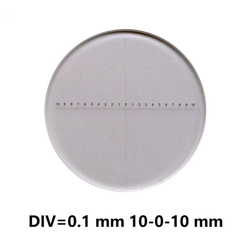 Microscope Diameter 24 mm/26 mm DIV 0.1 mm Eyepiece Micrometer for Stereo Microscope Reticle Vertical Line Horizontal Ruler 10-0-10(26 mm)