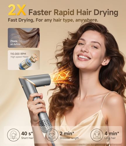 Image of 8 in 1 Hair Styler & Air Dryer Wrap Curler, High-Speed Negative Ionic Foldable Hair Tools Fast Drying, Multi Professional Hot Air Styler for Curling Volumizing Straightening Styling (Gray)