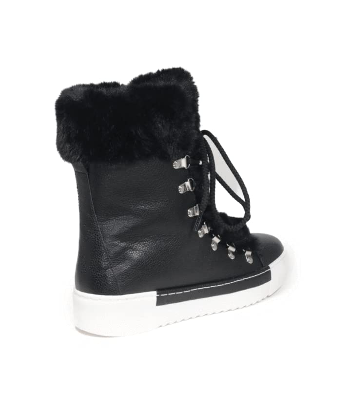 Cecelia New York Seymore Black White Snake Sneaker Fur Lace Up Fashion Boots3