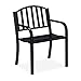 Relaxdays Gartenstuhl, Gartensessel mit Armlehnen, extra breit, modernes Design, Stahl, HBT: 82 x 60 x 48,5 cm, schwarz