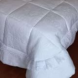 RICAMI FIORENTINI BALDI Winter-Steppdecke mit Brokat und Makramee-Spitze, handwerkliches Produkt (210 x 260 cm, für französisches Bett)