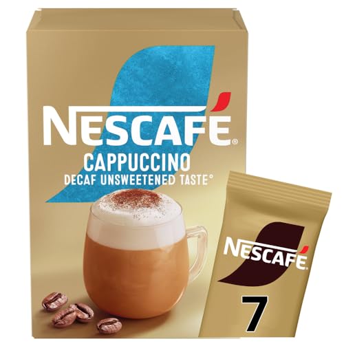 NESCAFÉ Cappuccino Decaf Instant Coffee 7 Sachets, 100percent Responsibly Sourced Coffee Pack of 1