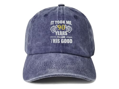 Enodtter It Took Me 90 Years to Look This Good Hat for 90th, Birthday Gifts for Father Dad Grandpa Grandma, Navy Blue Baseball Cap