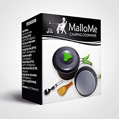 MalloMe Camping Cookware Mess Kit for Backpacking Gear Camping Cooking Set - Camping Pots and Pans Set - Backpacking Stove/Portable Stove Compatible - Camp Kitchen Equipment Accessories Pot