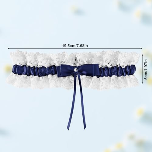 Image of Gosknor Bridal Wedding Garter, Lace Elastic Bow Leg Thigh Garter Belt Wedding Accessory for Women Girls Bride Shower Party