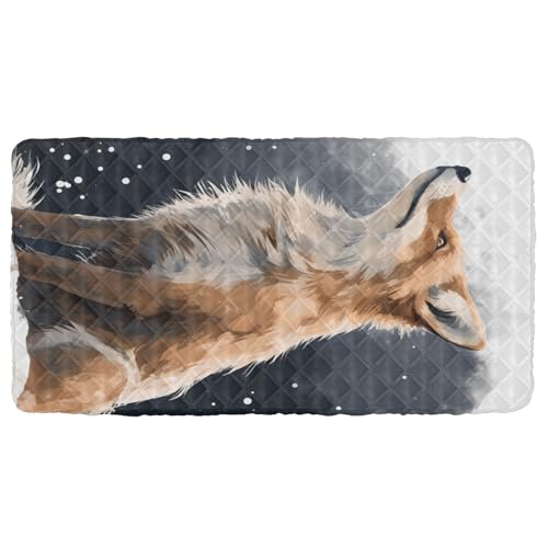 Portable Toddler Bed Sheet for Kids Graceful Fox Pattern Travel Bed Fitted Sheet