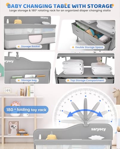 image for Saryocy Baby Changing Table, Versatile Folding Changing Table, Waterpr