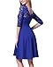 Women’s Vintage Floral Lace Cocktail Party Knee Length Dress with 3/4 Sleeves Dark Blue