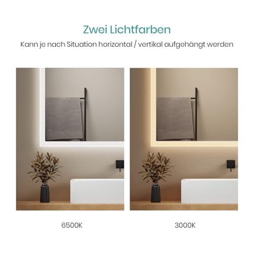 EMKE Badspiegel mit Beleuchtung 120 x 60 cm, Antibeschlag – Ansicht 5