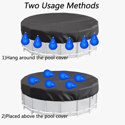 12 Pack Pool Cover Weights Above Ground Inground, Swimming Pool Cover Hanging Water Bag with Hooks, Antifreezing Winter Pool Cover Weights for Above Ground Swimming Pool Closing Kit (Water Drop Type) - Thumbnail 4