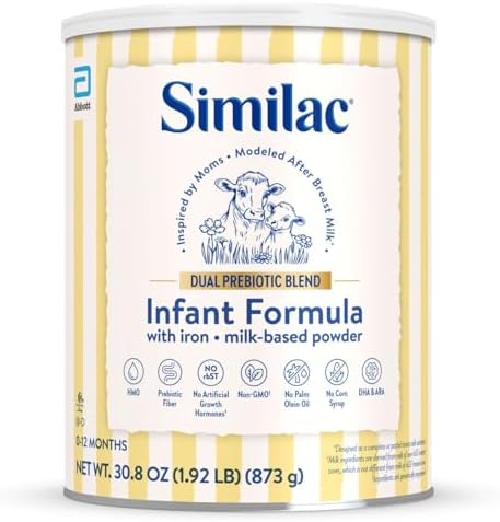 Similac Dual Prebiotic Blend, Baby Formula with Iron, Milk-Based Powder, 0-12 Months, 30.8-oz Can