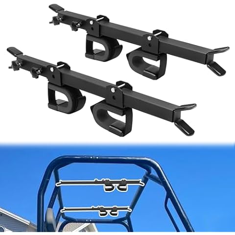 JY PERFORMANCE UTV Overhead Gun Holder, Adjustable Roof-Mounted Gun & Bow Rack Carrier Compatible with Most UTV, Polaris Can Am Honda Kawasaki Cover