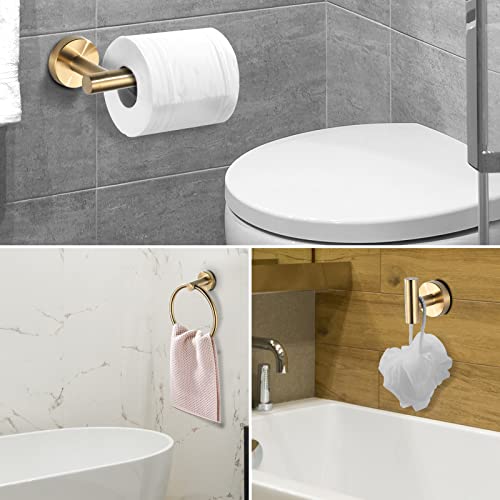 Tinyrow Towel Racks For Bathroom 3 Pieces Bathroom Hardware Accessories Set Towel Ring Towel Holder Towel Bar Brushed Gold #TOP4