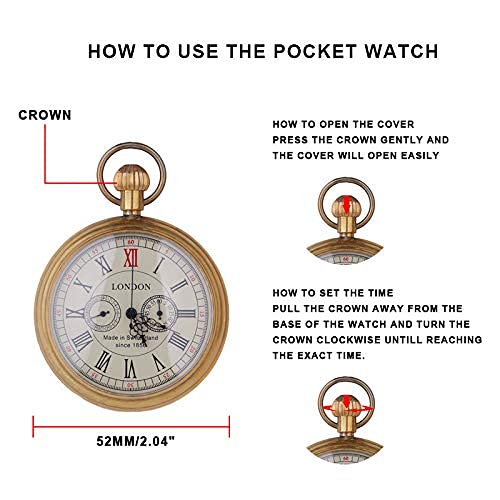 Tiong Vintage Copper Design Hand Winding Mechanical Pocket Watch Mens Watches #TOP6