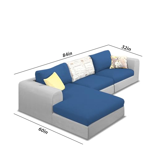 Image of Koza LHS 4 Seater L Shape Sofa Set for Living Room (Blue Grey Fabric) Premium Fabric Sofa