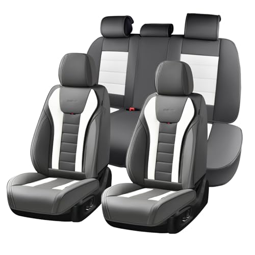 Image of Coverado Car Seat Covers Full Set, Seat Covers for Cars, Front Seat Covers and Back Seat Cover Waterproof Leather Automotive Seat Cover, Universal Car Interior Protectors Cushion for Most Cars