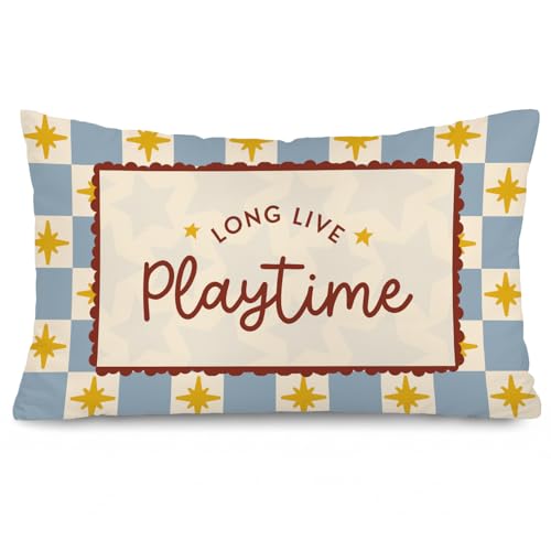 SkyCozy Kids Playroom Decor 12x20 Pillow Cover, Long Live Playtime Decorative Throw Pillow Covers Pillowcases for Kids Little Boy Girl Nursery Toddler Room Bedroom Playroom Decor