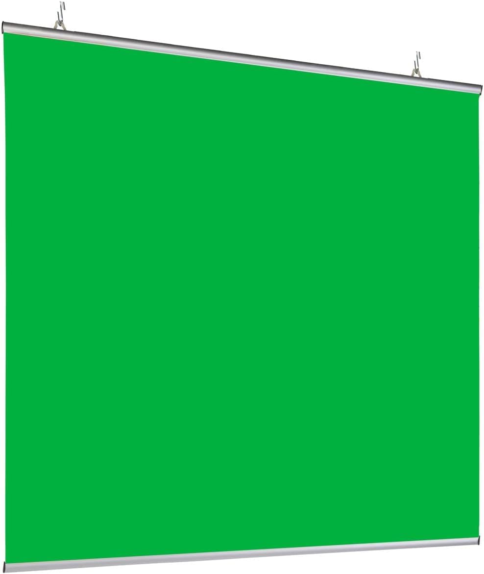 Displays2go Hanging Green Chromakey Background, 72" x 72" Screen, Snap Rails - Chroma Green (GNHB7272)