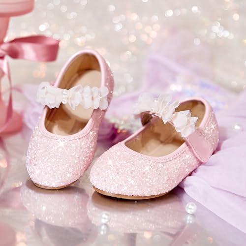 Image of GINFIVE Toddler Girls Dress Shoes Little Girls Mary Janes Ballerina Flats Shoes Toddler