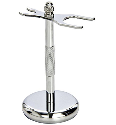 Breeto Deluxe Chrome Safety Razor and Brush Stand - Prolong The Life of Your Shaving Brush