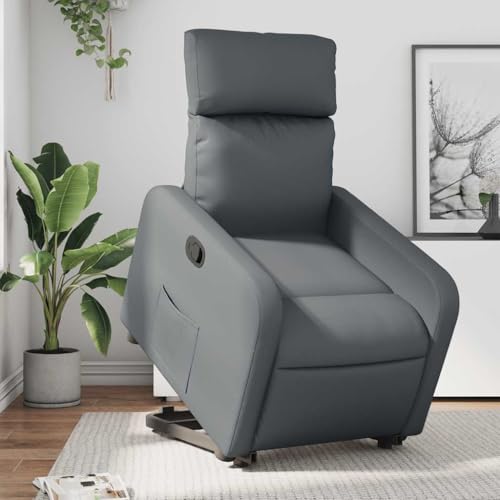 Molumvel Sillón relax con ayuda a levantarse - Sillón de TV eléctrico de piel sintética - Sillón de descanso ajustable con función alargada para ancianos - Cómoda silla de salón