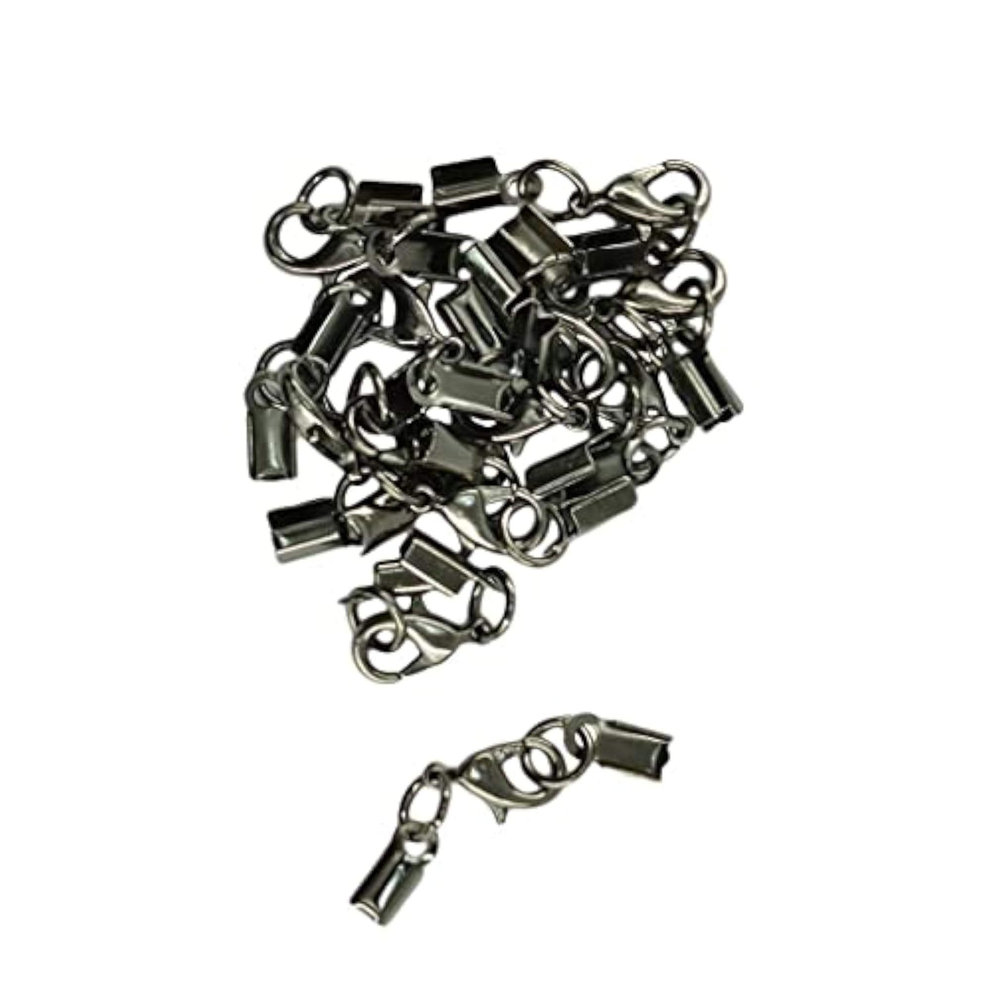 12 Pieces Lobster Claw Clasp Leather Crimp Clip Ends Set Jet Black