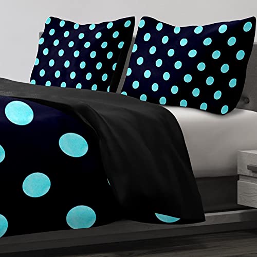 Duvet Covers Set King Blue Black Polka Dot - Soft And Breathable Microfiber Comforter Bedding Set With Zipper Closure For Kids Women Men, 1 Duvet Cover 2 Pillowcase #TOP4