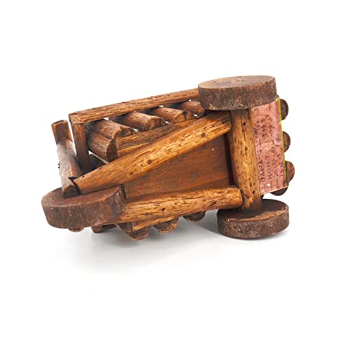 Veemoon Wooden Cart Flower Pot Small Decorative Wheelbarrow Planter for Indoor Garden Home Decor 23x12x18cm Brown Ornamental Potted Plant Display