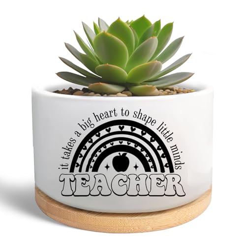 MBRUH Teacher Appreciation Gifts, Ceramic Succulent Plant Pot, Flower Cactus Planter for Teachers Day, Thank You Best Teacher Gifts for Teachers from Students (Plants Not Included)
