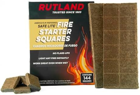 Rutland Safe Lite Fire Starter Squares - Heavy Charcoal Starters ...